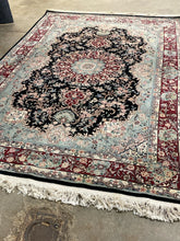 Load image into Gallery viewer, Persian-Style Wool Rug with Black Medallion &amp; Red Border