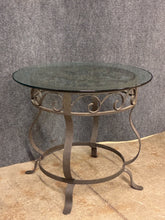 Load image into Gallery viewer, Wrought Iron &amp; Glass Round Accent Table