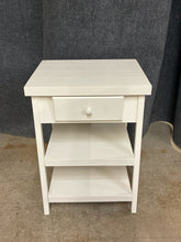 Load image into Gallery viewer, White Cottage-Style Side Table with Drawer &amp; Shelves