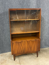 Load image into Gallery viewer, Mid-Century Modern Walnut Sliding Glass China Cabinet / Display Hutch