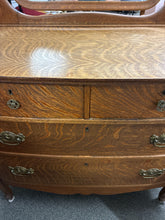 Load image into Gallery viewer, Antique Oak 4 Drawer Chest with Key and Swivel Mirror