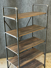 Load image into Gallery viewer, Industrial Metal &amp; Wood 5-Shelf Bookcase
