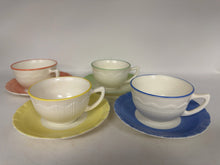 Load image into Gallery viewer, Milk Glass Multi-Color 8 Piece Cup + Saucer