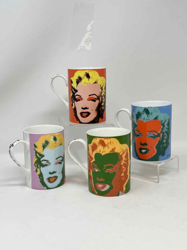 White Ceramic Multi-Color 4 Piece Mugs
