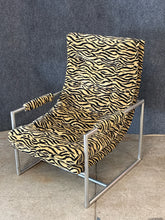 Load image into Gallery viewer, Modern Chrome Frame Lounge Chair with Zebra Upholstery