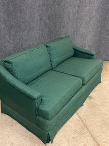 Traditional Green Upholstered Loveseat with Skirted Base