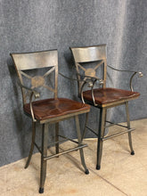 Load image into Gallery viewer, Pair of Nichols &amp; Stone Metal &amp; Wood Counter Stools