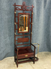 Load image into Gallery viewer, Antique Mahogany Hall Tree with Mirror &amp; Umbrella Stand