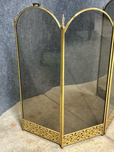 Load image into Gallery viewer, Vintage Brass Four-Panel Fireplace Screen