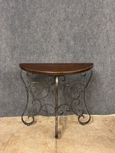 Load image into Gallery viewer, Scrollwork Iron &amp; Wood Demilune Console Table
