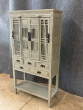 Load image into Gallery viewer, Grey Distressed Asian-Style Tall Cabinet