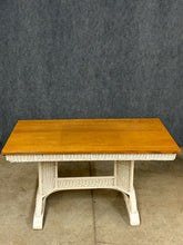 Load image into Gallery viewer, Oak-Top Dining Table, Wicker Base