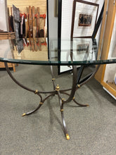 Load image into Gallery viewer, Decorative Iron Base Round Glass Table