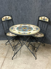 Load image into Gallery viewer, Maxcera Mosaics Mediterranean Tile-Top Bistro Table &amp; Two Chairs