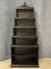 Load image into Gallery viewer, Black Distressed Tiered Pagoda-Top Bookcase