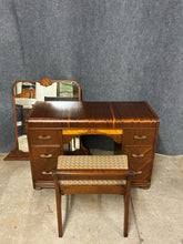 Load image into Gallery viewer, Vintage Art Deco Waterfall Vanity with Mirror &amp; Stool