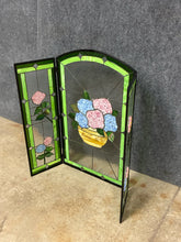 Load image into Gallery viewer, Stained Glass Hydrangea 3-Panel Fireplace Screen