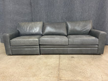 Load image into Gallery viewer, Pottery Barn Grey Leather 2 Piece Sofa