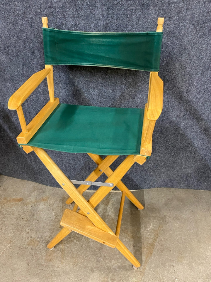 Tall Directors Chair with Green Canvas