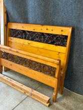 Load image into Gallery viewer, Rustic Pine Queen Bed with Metal Vine Detail