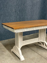 Load image into Gallery viewer, Oak-Top Dining Table, Wicker Base