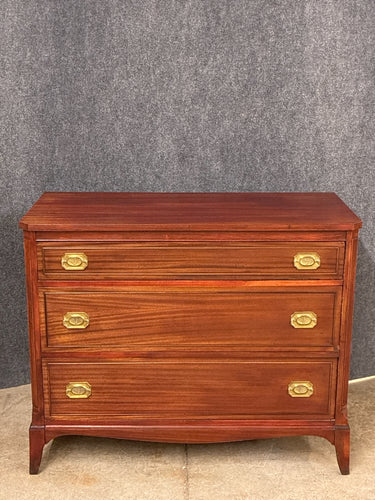 Antique Mahogany 3-Drawer Chest with Brass Hardware