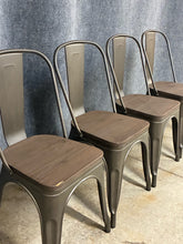 Load image into Gallery viewer, Set of 4 Industrial Metal Cafe  Chairs with Wood Seats