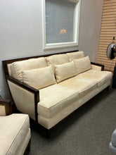 Load image into Gallery viewer, Designer-Style Velvet Sofa with Walnut Frame