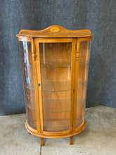 Load image into Gallery viewer, Oak Curved Glass Display Curio Cabinet