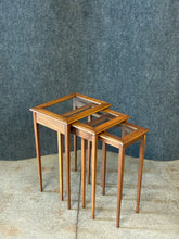 Load image into Gallery viewer, Antique Mahogany &amp; Glass Nesting Tables