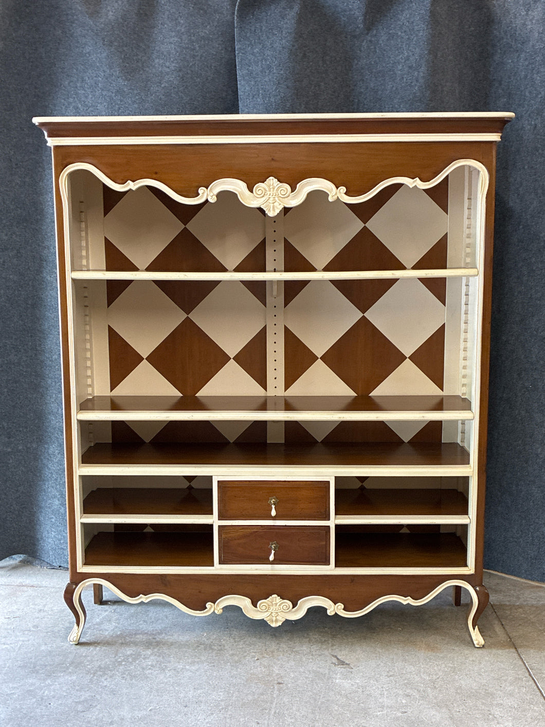 Custom French Provincial Style Painted Bookcase/Display Cabinet
