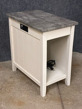 Load image into Gallery viewer, Grey/White Side Table with Power Outlet