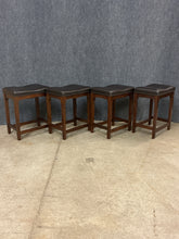 Load image into Gallery viewer, Set of 4 Leather Backless Counter Stools