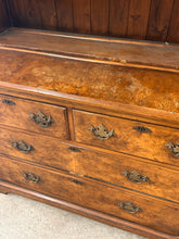 Load image into Gallery viewer, 19th Century English Burl Wood Welsh Dresser with Plate Rack