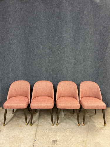 Set of 4 Coral Tweed Upholstered Dining Chairs