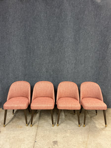 Set of 4 Coral Tweed Upholstered Dining Chairs