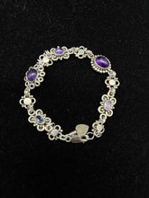Load image into Gallery viewer, Sterling Silver Amethyst Bracelet