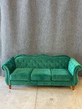 Load image into Gallery viewer, US Pride Tufted Green Velvet Sofa with Nailhead Trim