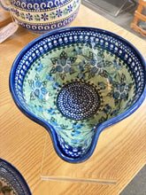 Load image into Gallery viewer, Unikat Pottery 1 Piece Green Floral Blue Mixing bowl