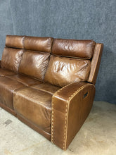 Load image into Gallery viewer, Flexsteel Brown Leather Power Reclining Sofa with USB