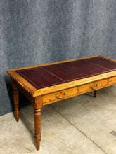 Load image into Gallery viewer, Antique English Pitch Pine and Tooled Leather Writing Desk