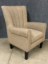 Load image into Gallery viewer, Grey Upholstered Shell Back Arm Chair