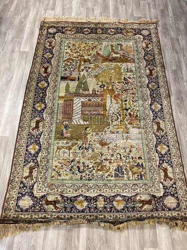 Vintage Ivory/Navy Wool Rug