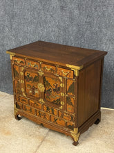 Load image into Gallery viewer, Antique Asian Painted Chest with Brass Accents