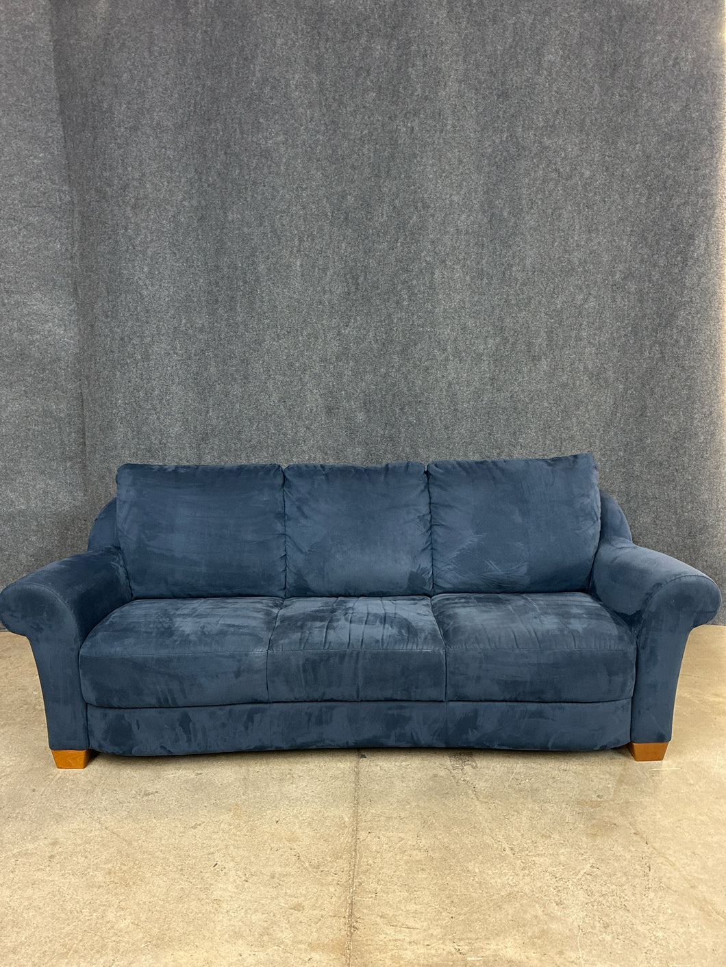 Natuzzi Blue Microfiber Sofa