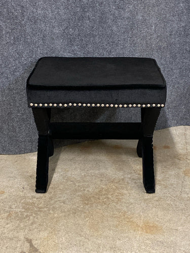 Black Upholstered Stool With Nailhead Trim