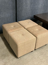 Load image into Gallery viewer, Henredon Macassar Ebony Starburst Cocktail Table With Rolling Ottomans/Stools