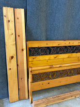 Load image into Gallery viewer, Rustic Pine Queen Bed with Metal Vine Detail