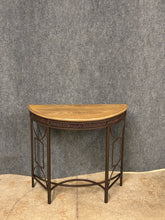 Load image into Gallery viewer, Half-Moon Sofa Table with Woven Accent Apron