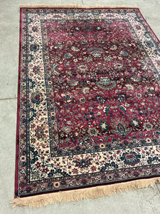 Persian-Style Wool Rug in Red and Ivory